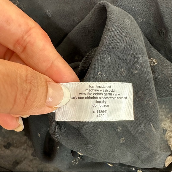 Lane Bryant Black Sheer Polka Dot Blouse - Picture 8 of 9